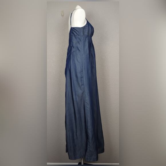 Saks Fifth Avenue Threads Maxi Denim Blue Slip Lyocell Dress Size Small - Picture 3 of 16
